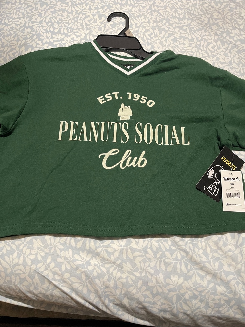 Peanuts Green Short Sleeve Women’s Tee with White Logo